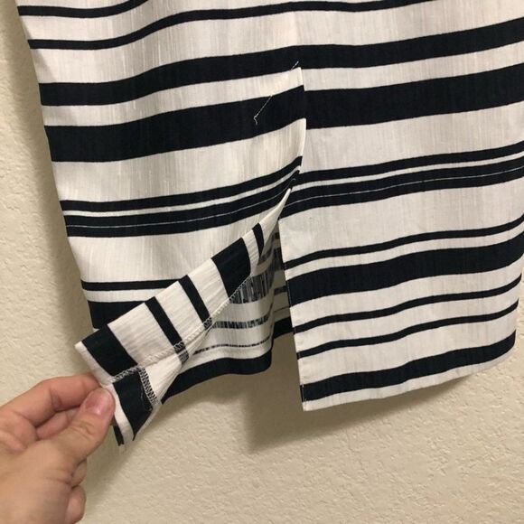 ASOS DESIGN Curve Black and White Striped Midi Dress With Pockets size 6 - Picture 13 of 15
